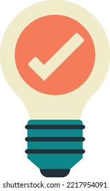 check mark and light bulb illustration in minimal style isolated on background