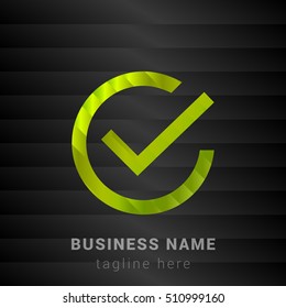 Check Mark Lime Green and Black silk fashion premium icon / Logo