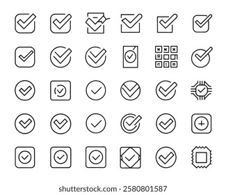 Check mark line 50 icon set line art shapes (3)