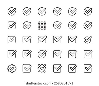 Check mark line 50 icon set line art collection (4)