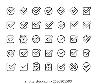 Check mark line 50 icon set line art collection (2)