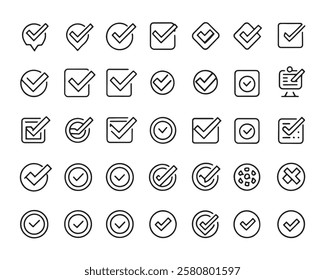 Check mark line 50 icon set line art collection (3)