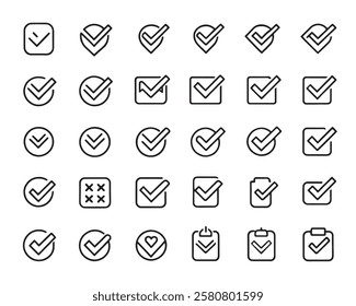Check mark line 50 icon set line art collection (1)