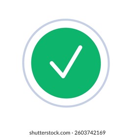 Check mark line art icon, contoured circle and square tick symbol, simple doodle drawing style, approval outline line art element isolated flat vector illustration.
