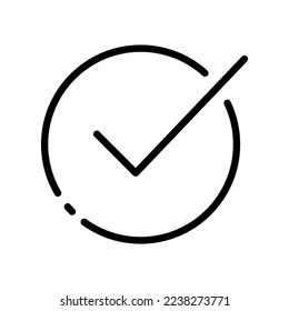 Check mark line icon. Approval, communication, confirmation, choice. mark, success, achievement, accept, best, leader, poll. Communication concept. Vector black line icon on a white background