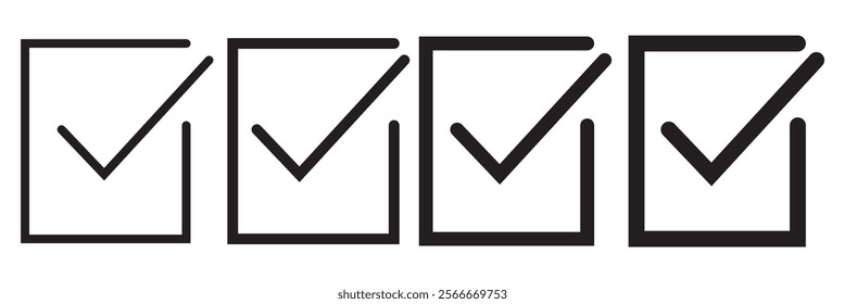 Check mark line icon isolated on white background. Black flat thin icon on modern outline style. Linear symbol and editable stroke. Simple and pixel perfect stroke vector illustration.