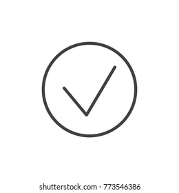Check mark line icon, outline vector sign, linear style pictogram isolated on white. Download success arrow symbol, logo illustration. Editable stroke