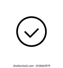 Check mark linear icon in black. Black tick. Simple thin line design. Illustration checkmark isolated on white background. Graphic design for mobile, web, app, ui, ux. Vector EPS 10
