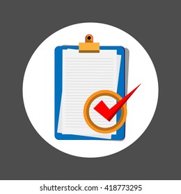 check mark, check list  icon, flat design vector illustrator