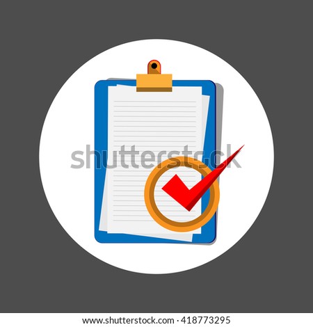 check mark, check list  icon, flat design vector illustrator