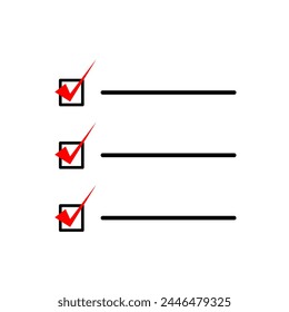 Check mark list task marker element or questionnaire poll survey checklist completed