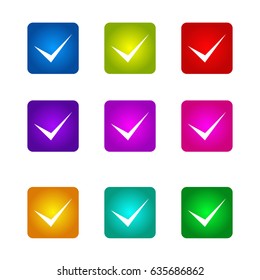 check mark, check list, vote, yes button icon. Colorful Vector.