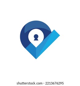 Markieren Sie das Logo-Design und die Vorlage für Visitenkarten. Das Symbol Farbverlauf-Konzept für das Symbol für den Standort des technischen Logos Kombinationslogos aus dem Konzept des Logo-Designs für lokale oder Pin- und Chat-Symbole