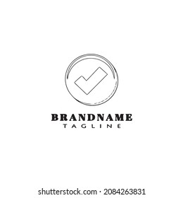 marca de verificación logotipo caricatura plantilla de diseño de icono negro ilustración de vector aislado