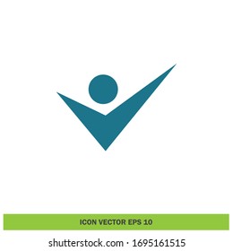 check mark logo human figure swoosh style design element vector eps 10 