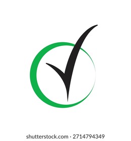 Ilustración de icono de logotipo de marca de verificación plana