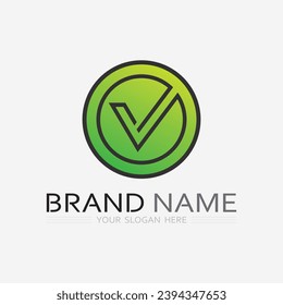 marca de verificación icono de logotipo y vector de lista de comprobación de símbolos 