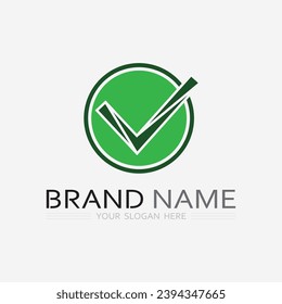 marca de verificación icono de logotipo y vector de lista de comprobación de símbolos 
