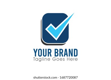  check mark logo isolated with square 