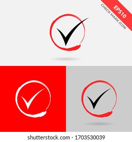 marca de verificación logotipo aislado vector simple pincel estilo rojo color negro ilustración