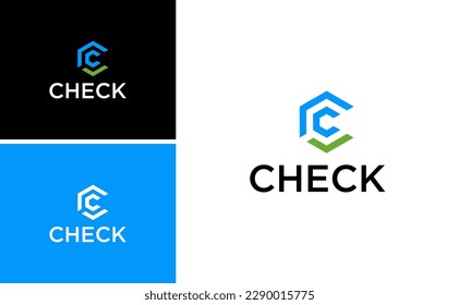 Check mark logo with letter C letter design template