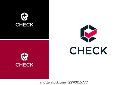 Check mark logo with letter C letter design template