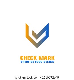 Check mark logo vector design, with shades of yellow and blue color, vector icons.