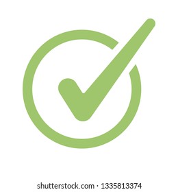 Check mark logo vector or icon. Tick symbol in green color illustration. Accept okey symbol for approvement or cheklist design. Choice minimalistic pictogram.