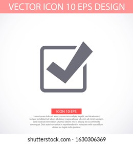Check mark logo vector or icon. Tick symbol in green color illustration vector or icon. Accept okay symbol for approvement vector or icon or checklist design vector or icon.