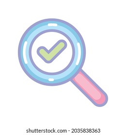 marca de verificación en el icono de ampliación aislado