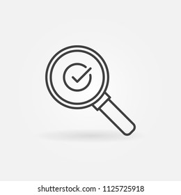 Check Mark In Magnifying Glass Vector Outline Icon Or Symbol