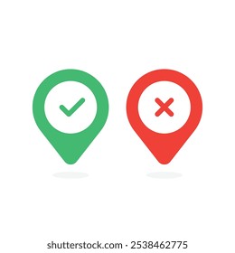 Marque el conjunto de iconos de pin de mapa. Ilustración vectorial