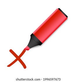 Check Mark Marker Icon. Red Crosses. Symbol No, Rejection, Cancellation. Vector Illustration. Stock Image.