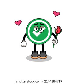 marca de verificación mascota enamorada, diseño de caracteres