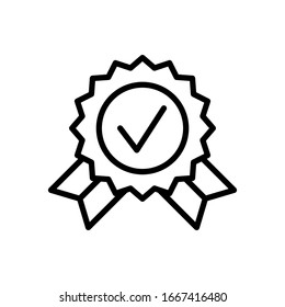 Check mark, medal icon. Simple line, outline vector elements of success for ui and ux, website or mobile application