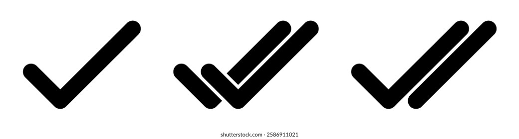 Check mark message chat icon set