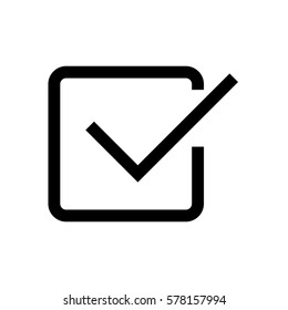 Check mark mini line, icon, background and graphic. The icon is black and white, linear  flat, vector, pixel perfect, minimal, suitable for web and print. 
