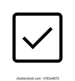 Check mark mini line, icon, background and graphic. The icon is black and white, linear  flat, vector, pixel perfect, minimal, suitable for web and print. 