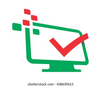 check mark monitor screen image vector icon logo