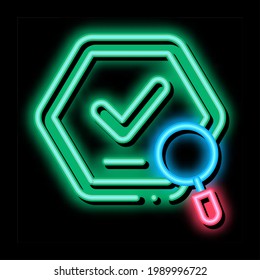 Check Mark neon light sign vector. Glowing bright icon Check Mark sign. transparent symbol illustration
