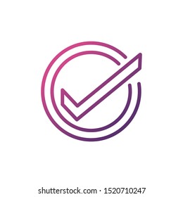 check mark network social media icon line