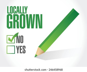 check mark not locally grown illustration design over a white background