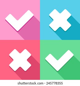 Check mark OK and Cancel icons set great for any use. Vector EPS10.