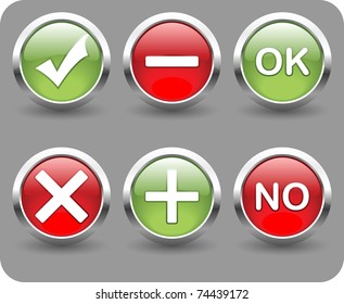 Check mark, Ok and No, positive and negative icon. EPS 8.
