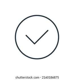 Marcar el icono de línea delgada OK. Elemento de icono simple para sitios web, diseño web, aplicación móvil, infografía. Icono de línea delgada para el diseño y desarrollo de sitios web, desarrollo de aplicaciones.