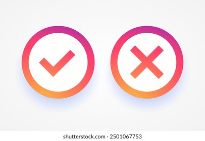 Symbole für Häkchen und Umrisse. Farbverlaufszeichen. Vektorgrafik
