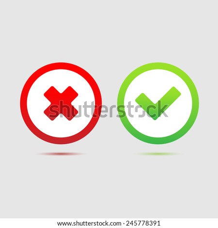 Check mark okand cancel icon great for any use. Vector EPS10.
