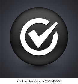 Check Mark on Black Round Button