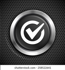 Check Mark on Black Round Button