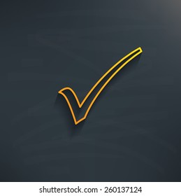 Check mark on blackboard background,clean vector